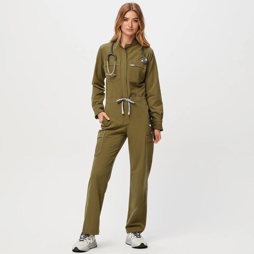 Figs Miller Jumpsuit Martini Olive S NWT